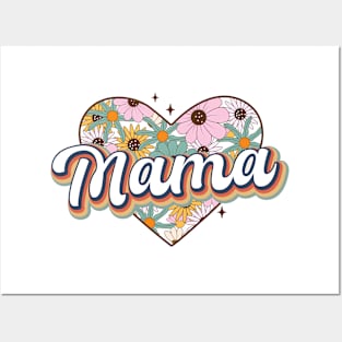 Mama Floral Heart Posters and Art